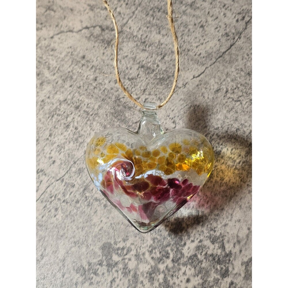 Kitras Art Glass Vanglow Heart Colored Glass Ornament - Starry Night Handblown